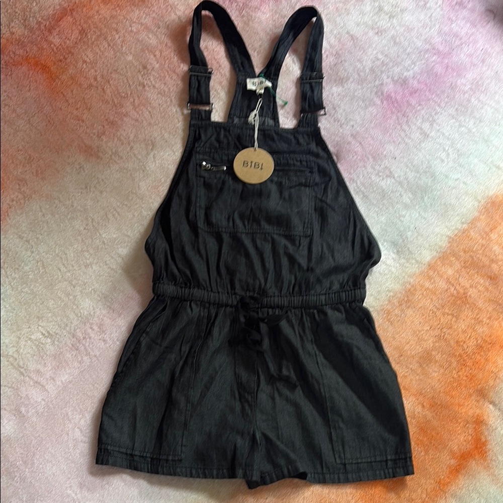 BiBi Black Jumpsuit with Adjustable Straps and Elastic Waist